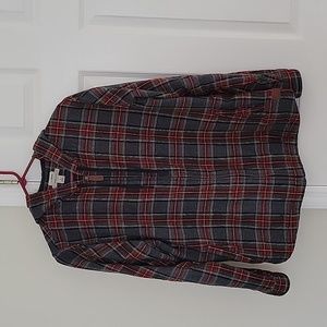 L.L. Bean Womens Flannel Shirt Hoodie Relaxed Fit Size Large